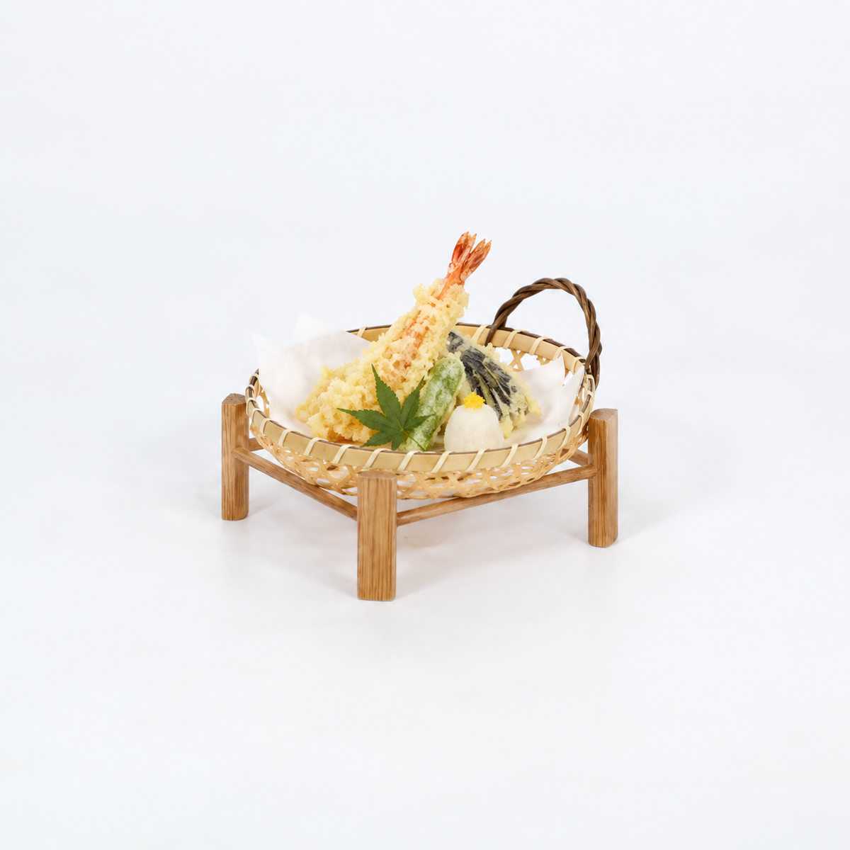 天婦羅葛付竹籠 ブラウン 17cm