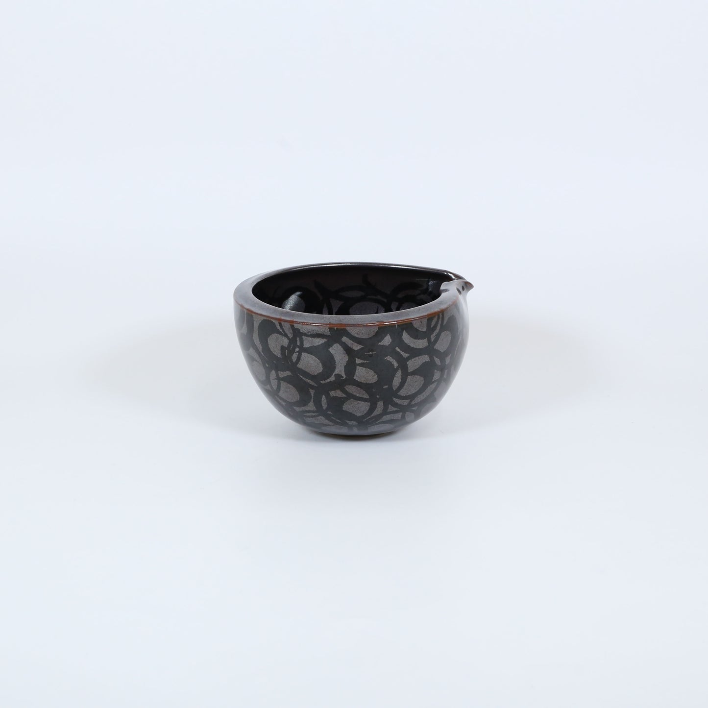丸片口鉢天目抜巻文 ブラック 15cm
