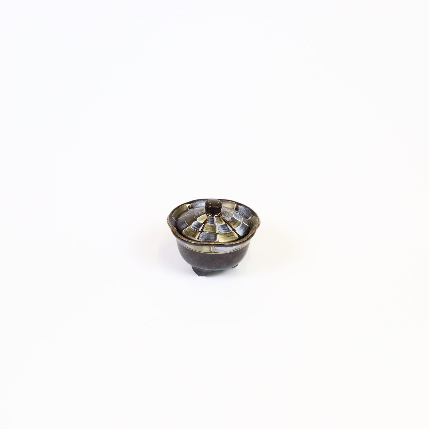 蓋付珍味天目芭蕉花渕 ブラック 7cm