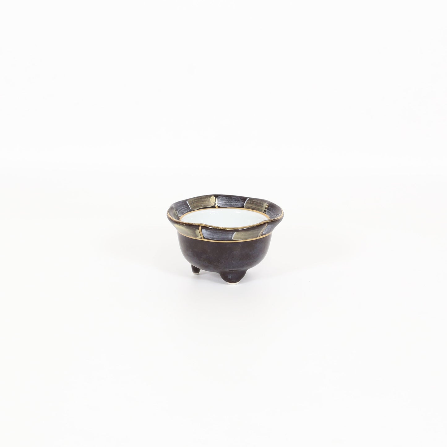 蓋付珍味天目芭蕉花渕 ブラック 7cm