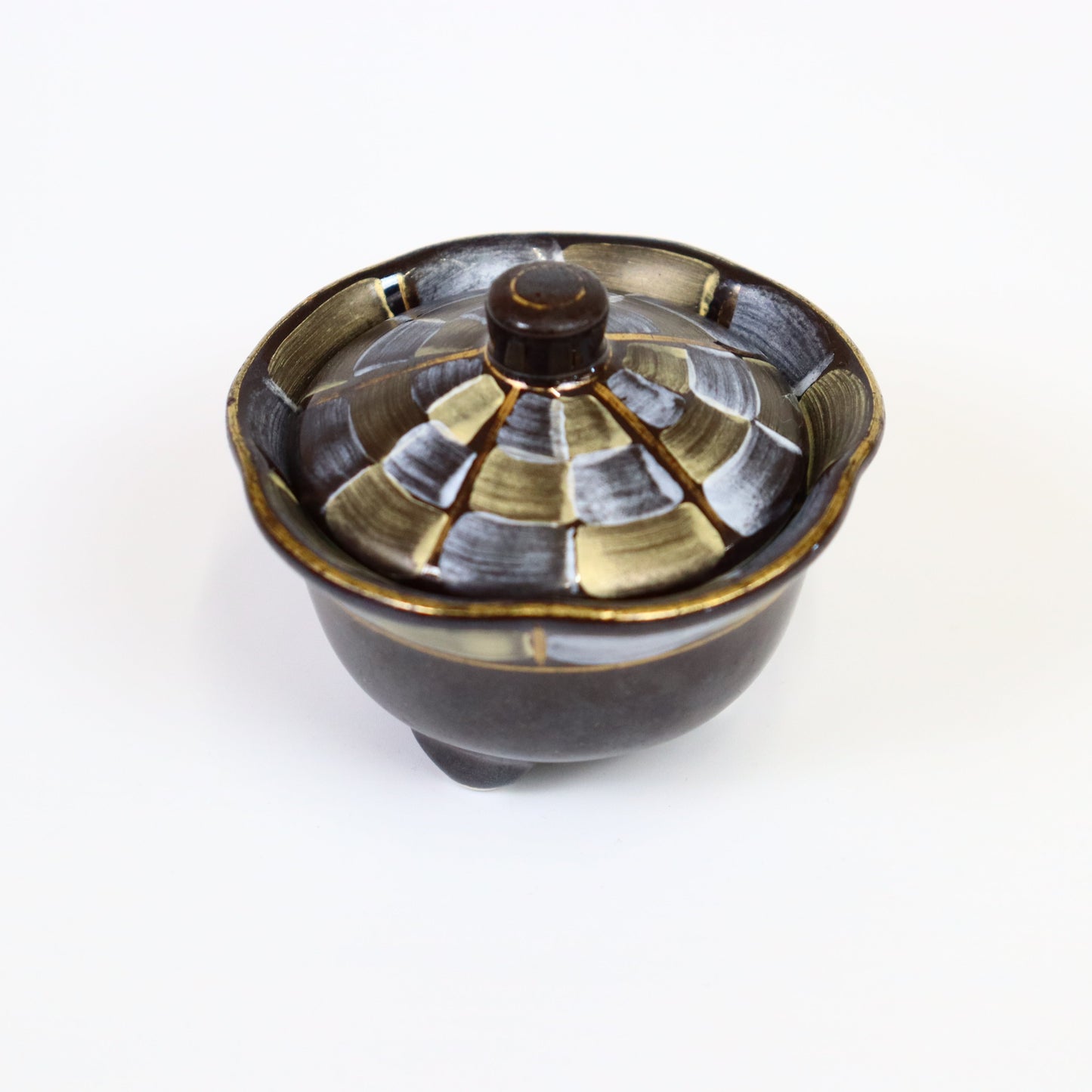 蓋付珍味天目芭蕉花渕 ブラック 7cm