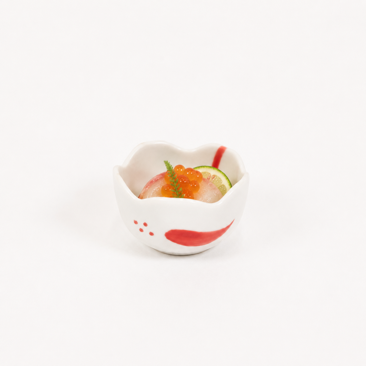 珍味墨流し花型 ホワイト 5cm