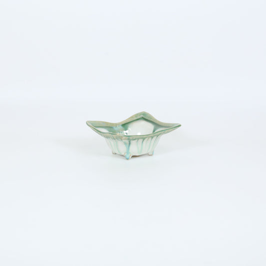 四足角小鉢ヒワ釉 グリーン 12cm