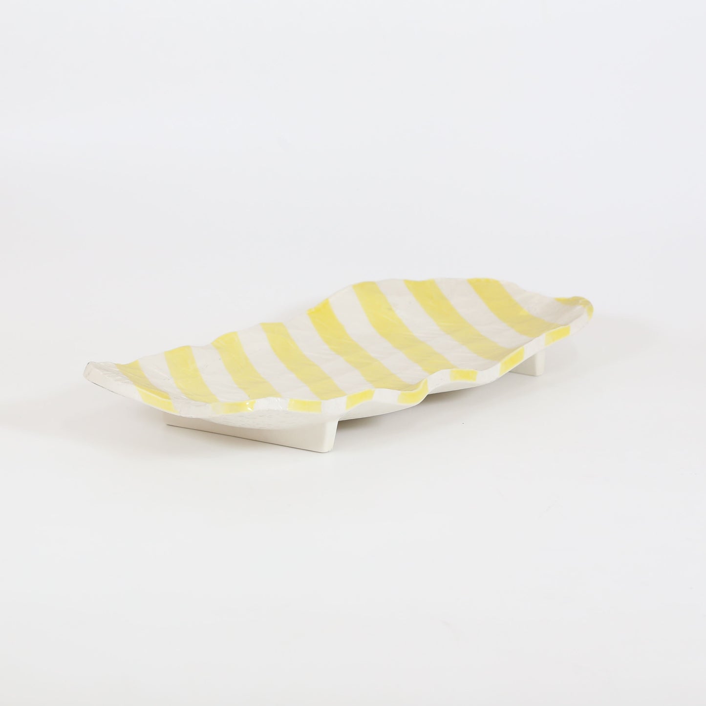 盛皿黄ストライプ イエロー 42cm