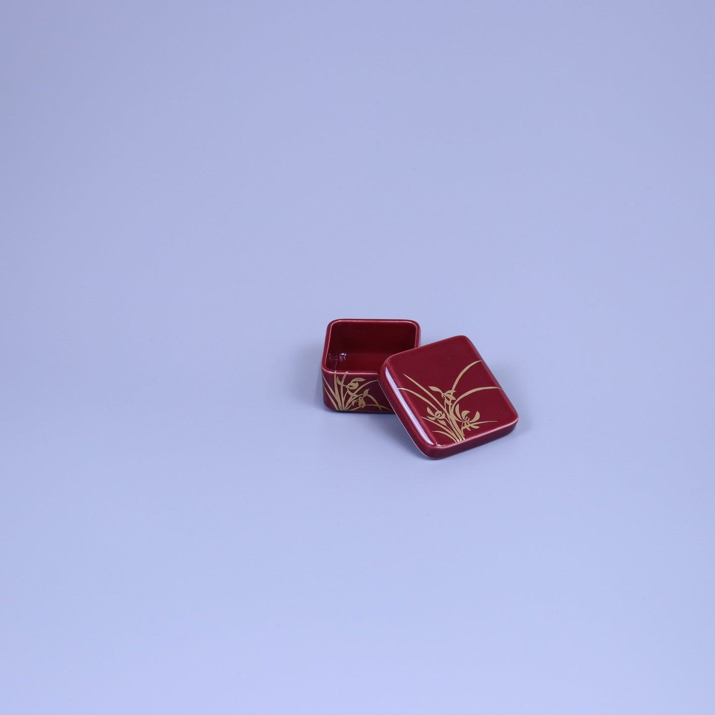 蓋付珍味マロン釉欄 レッド 8cn