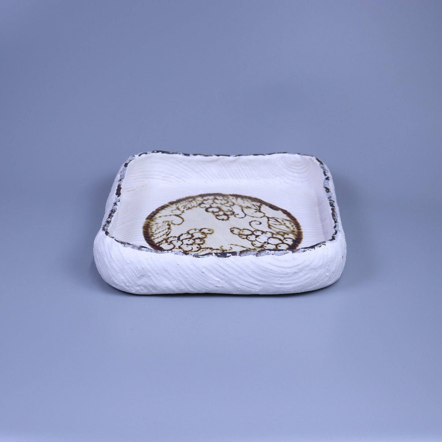 盛皿白マット内葡萄 グレー 31cm