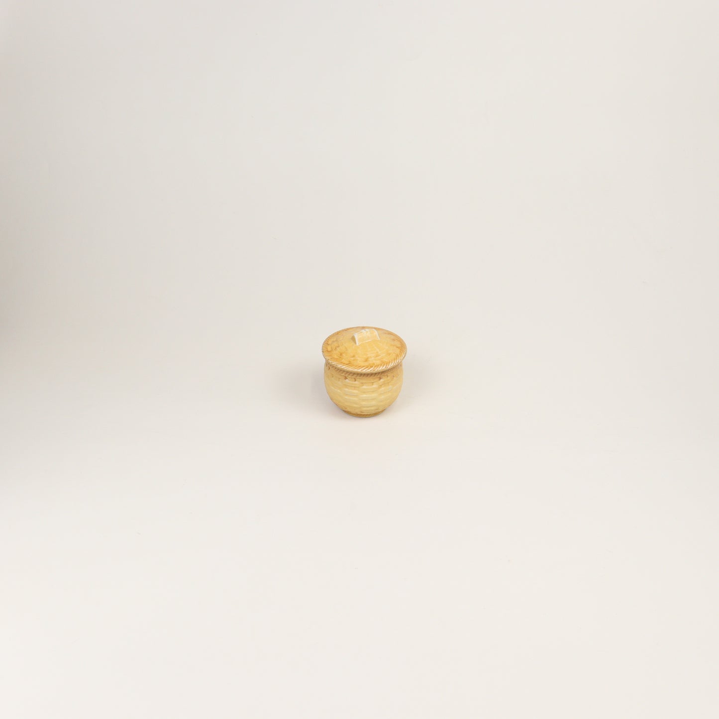 蒸碗黄地釉籠目 ベージュ 8cm