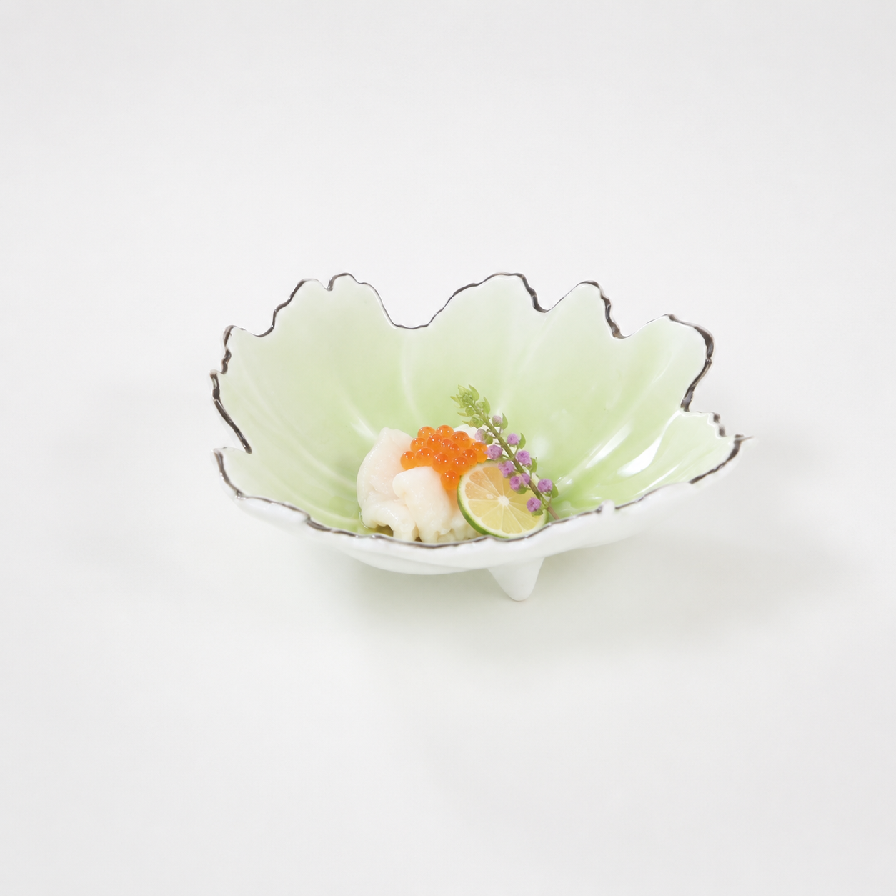向付葉型内 グリーン 17cm