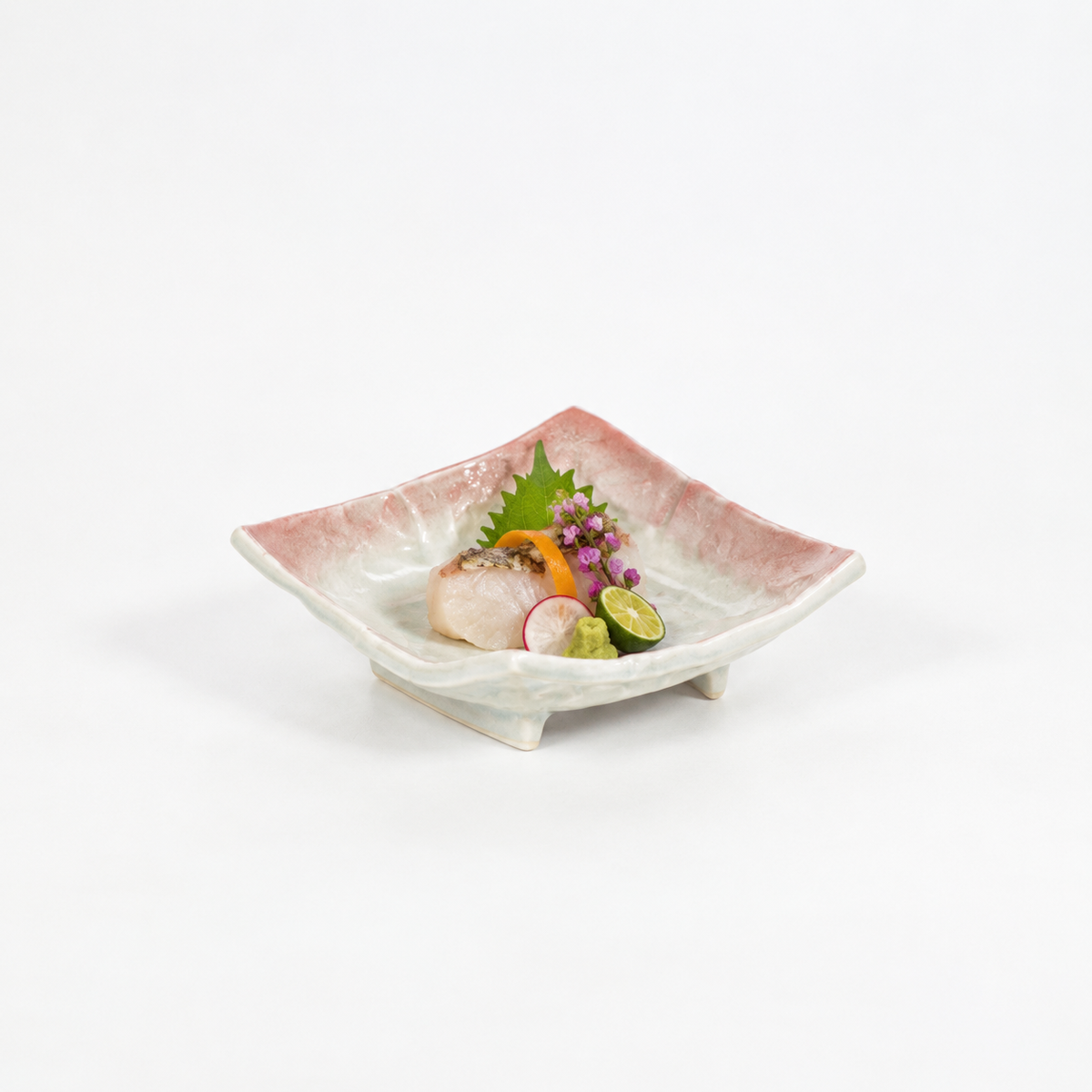 角小皿四方切渕朱 レッド 12cm
