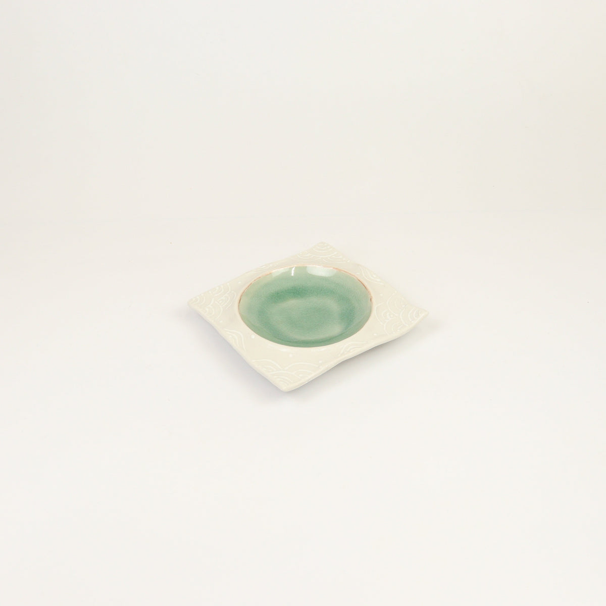 波平正角皿白土波絵内ヒワ ホワイト 16cm