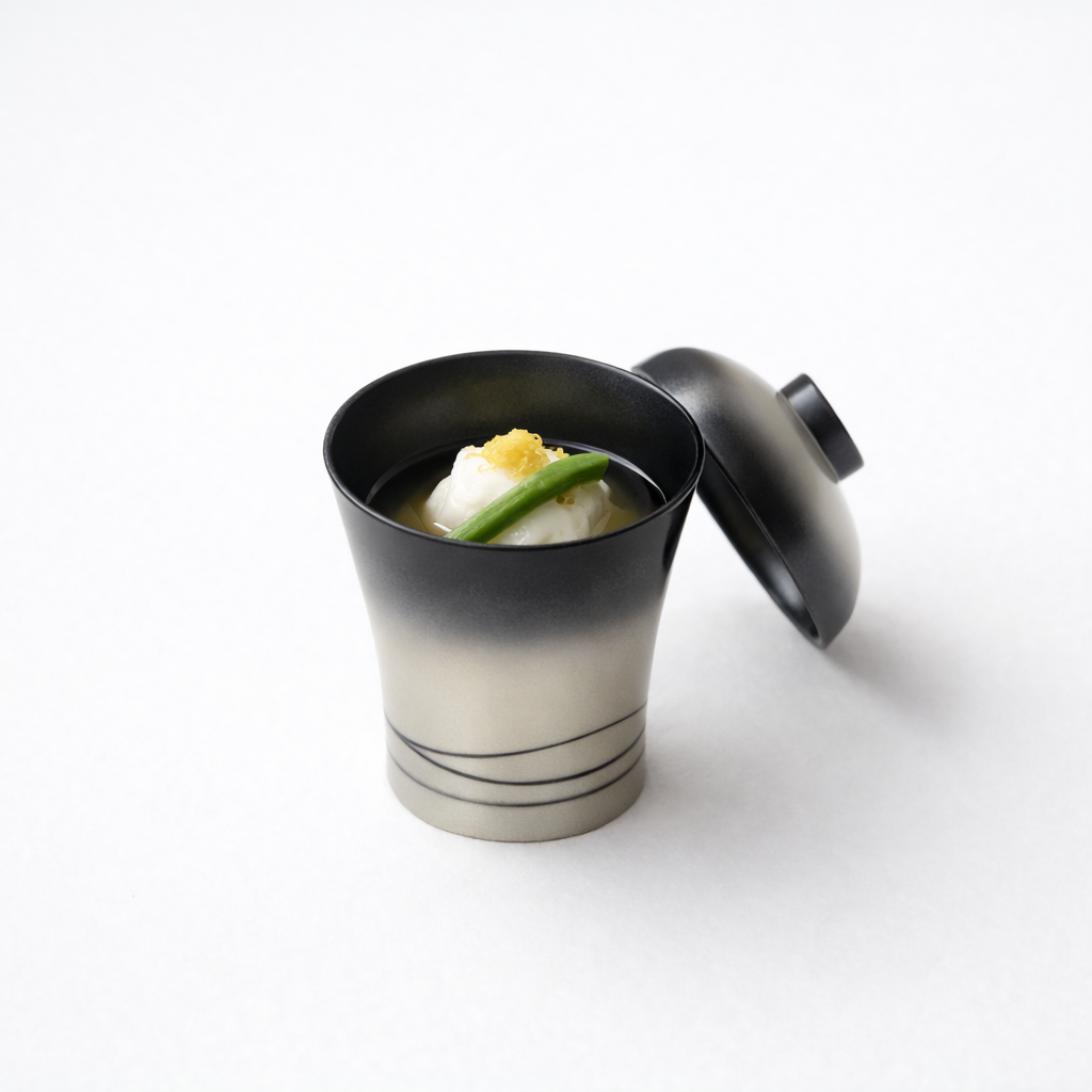 箸洗椀竹泉黒銀ボカシアアヤヒモ シルバー 7cm