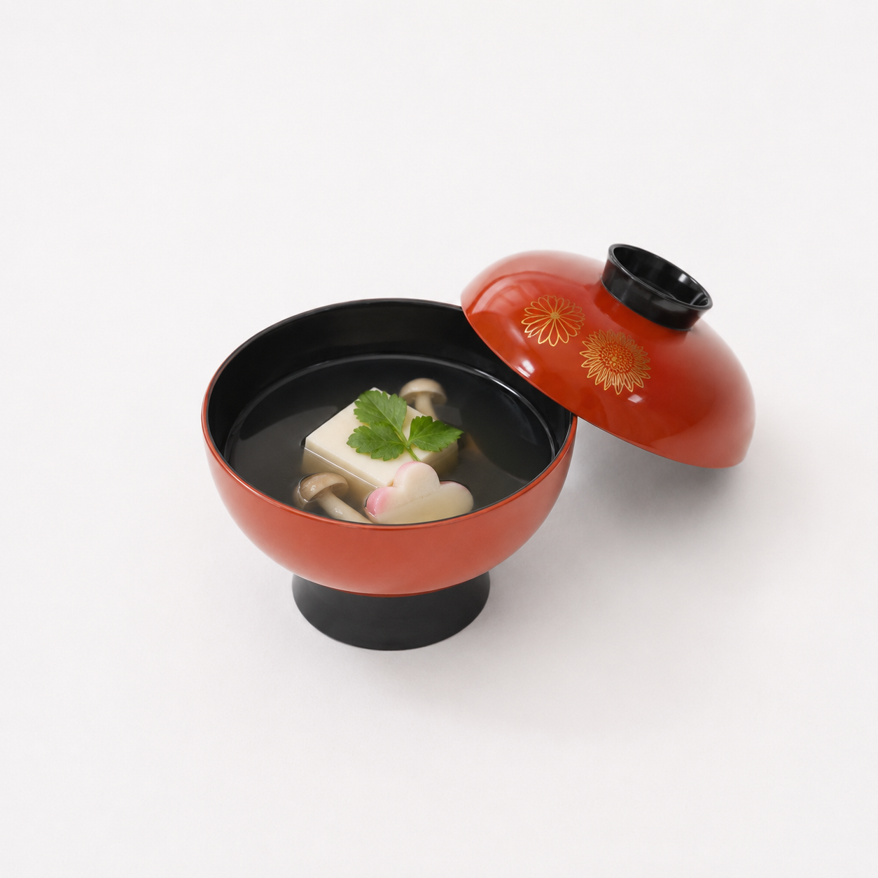 吸物椀朱菊 レッド 12cm