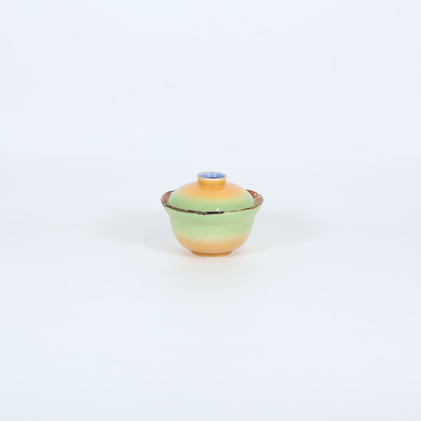 小蓋物二色吹小花 グリーン 11cm