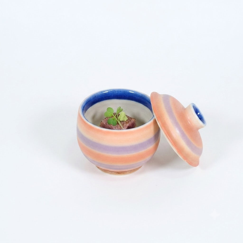 蒸椀銀彩二色ライン オレンジ 7cm