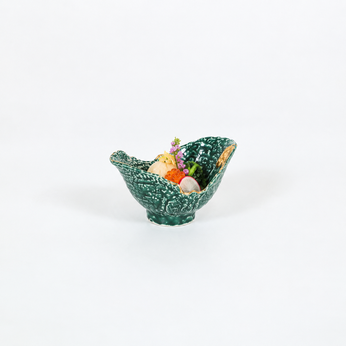 双葉小付金彩織部 グリーン 15cm