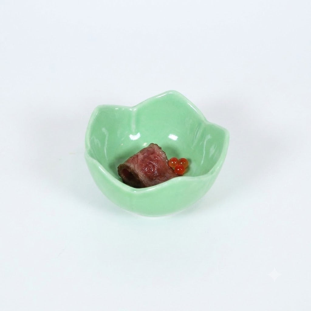 珍味木葉絵柄ヒワ グリーン 8cm