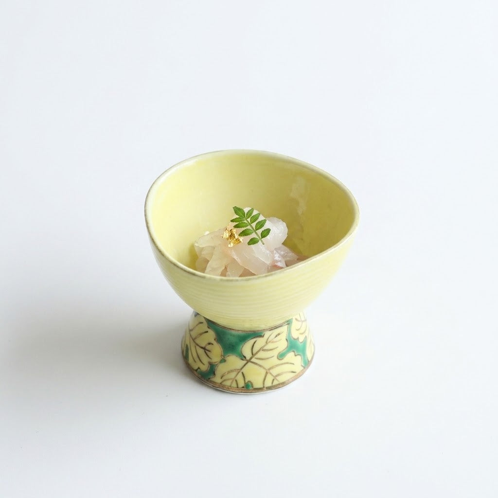 高台小付三角黄釉 イエロー 10cm