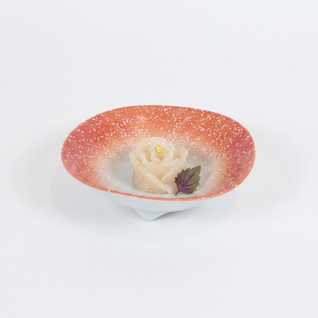 刺身皿三足曙吹 レッド 15cm