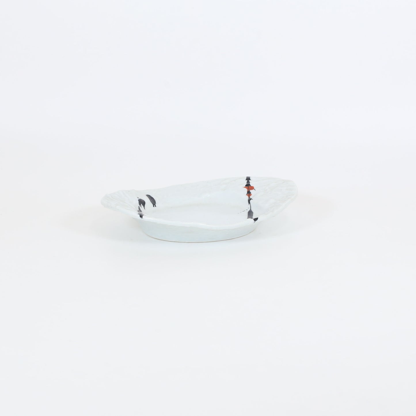 楕円多用皿木立 ホワイト 22cm