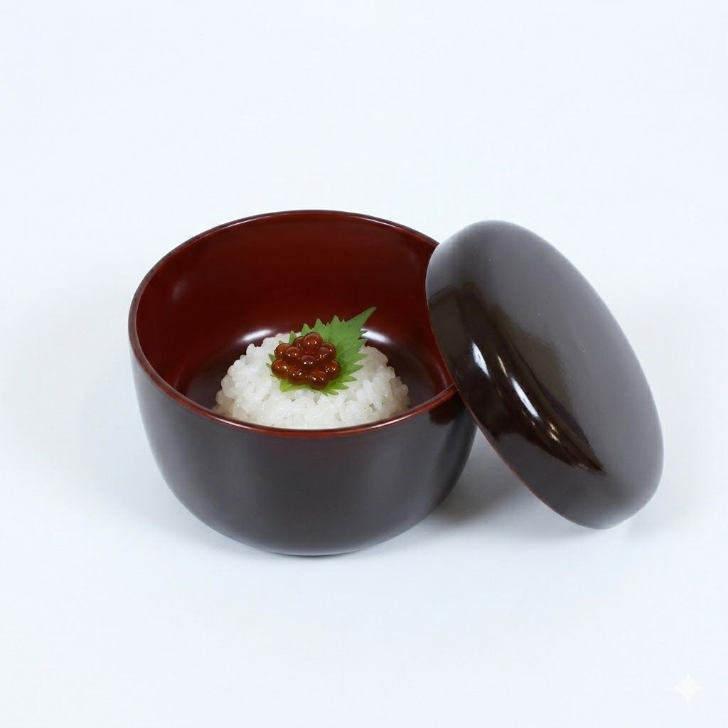 飯器夏目型溜内朱 ブラウン 10cm