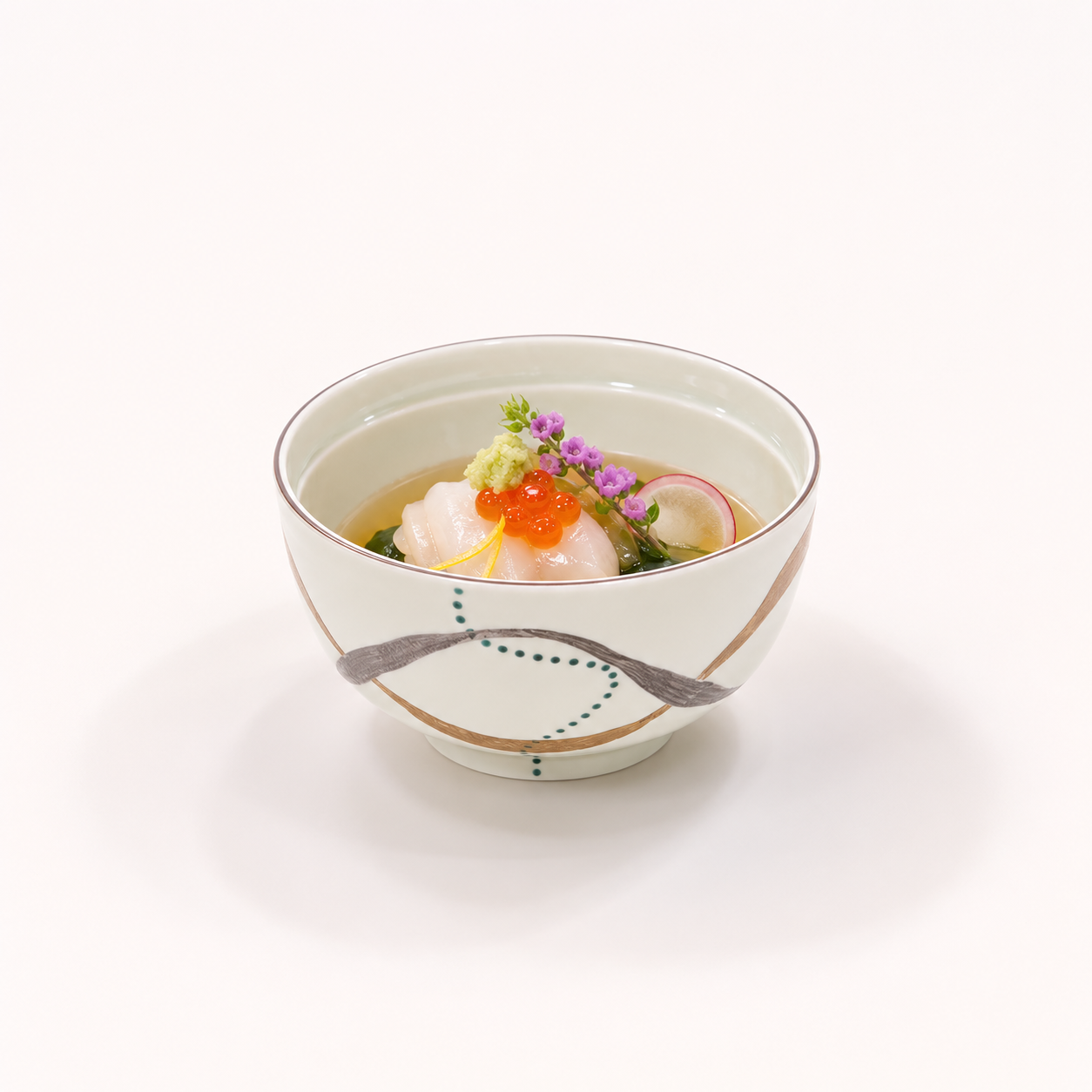 蓋物流水金銀彩 ホワイト 12cm