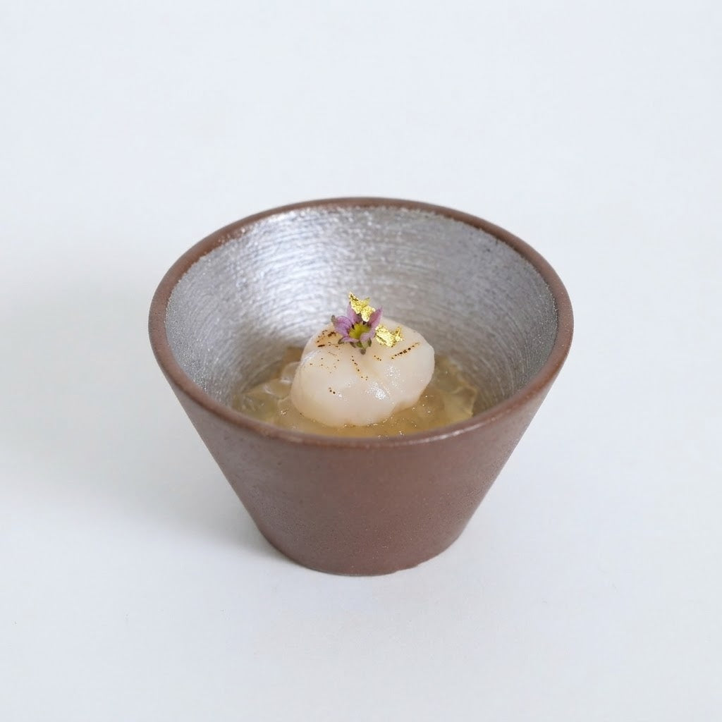 深ボウル赤茶銀 シルバー 8cm