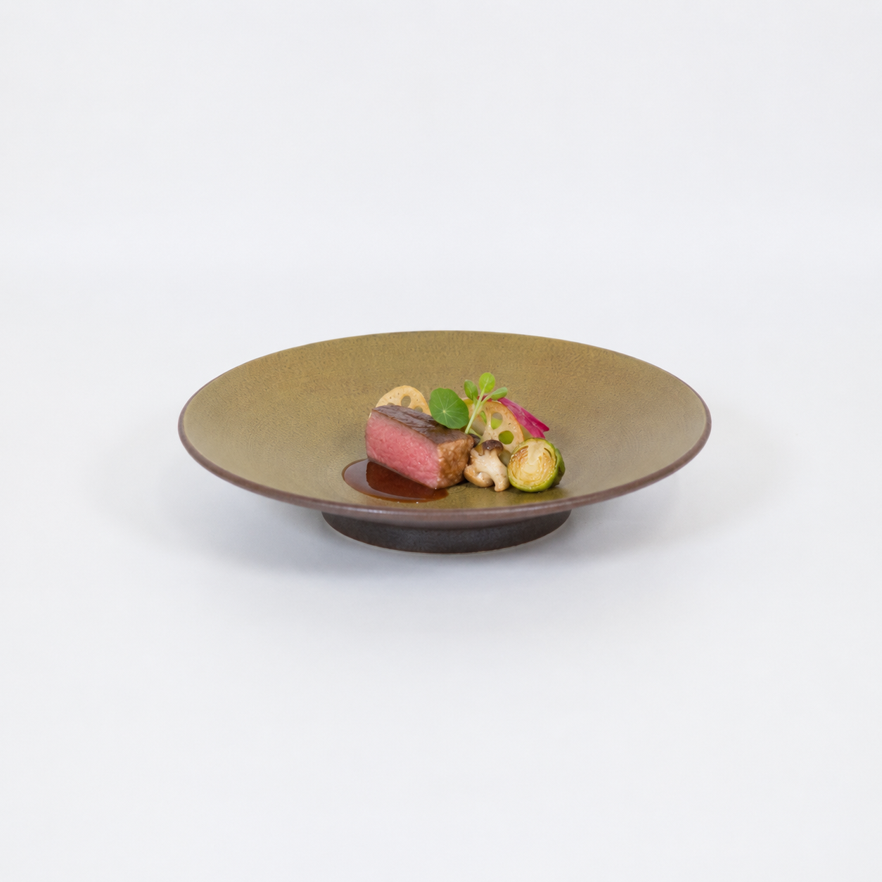 深皿赤茶金 ゴールド 25cm
