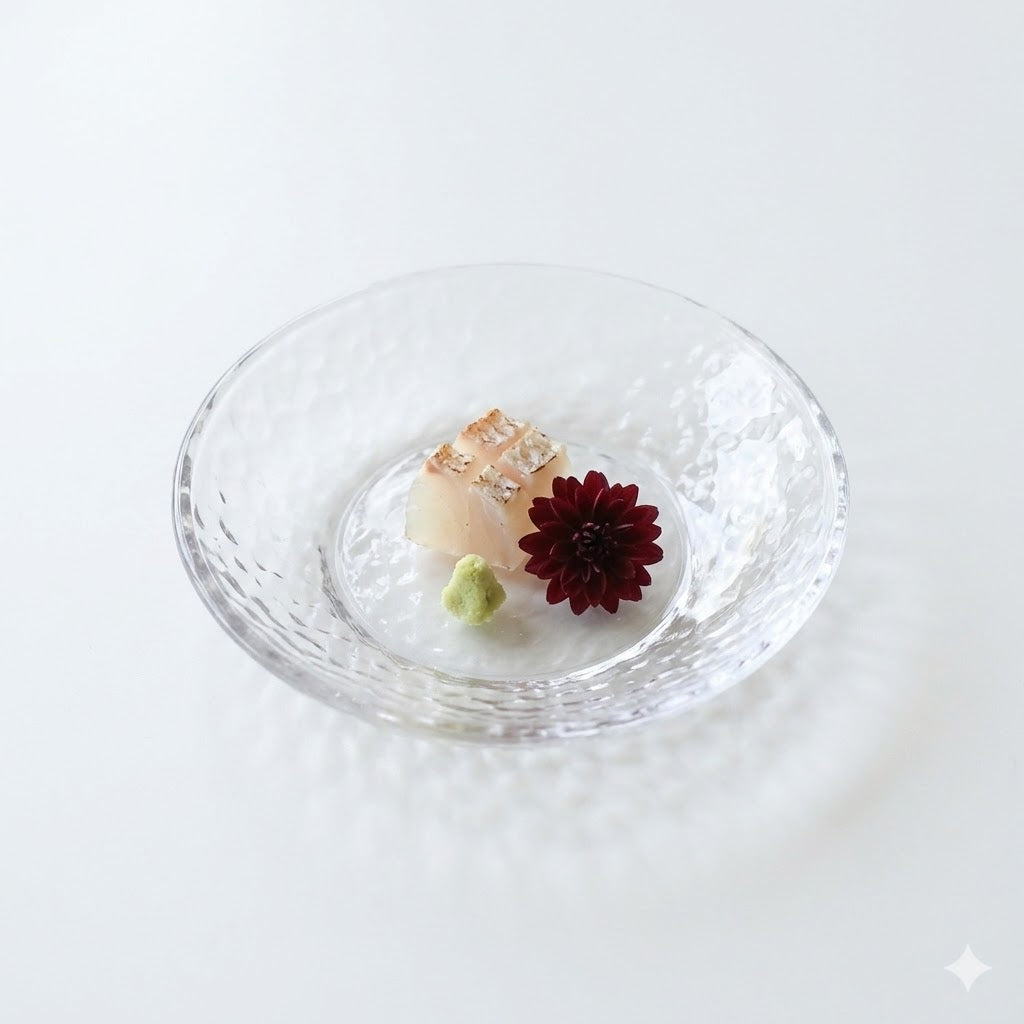 ガラス小皿雲母丸 14cm