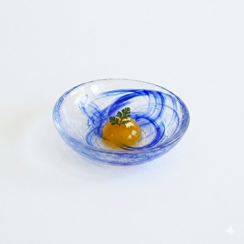 ガラス小鉢流水 ブルー 9cm