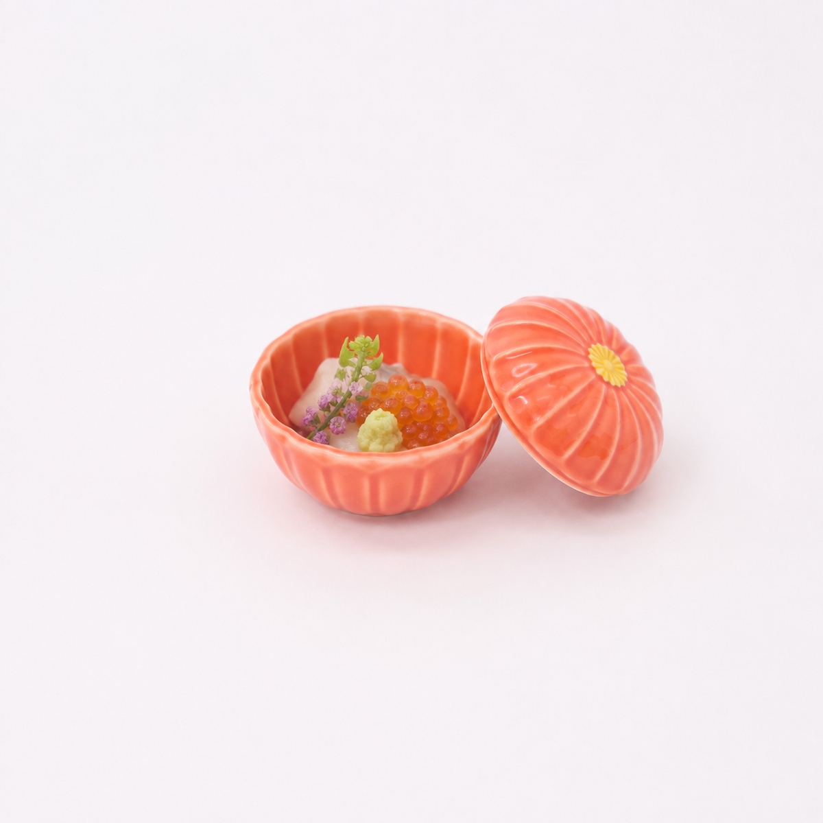 蓋付珍味菊深紅 オレンジ 5cm