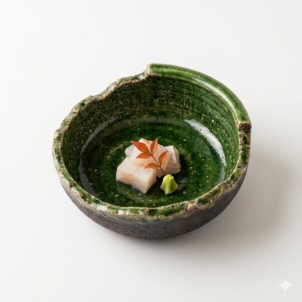 向付グリーンガラスちぎり鉢 グリーン 15cm