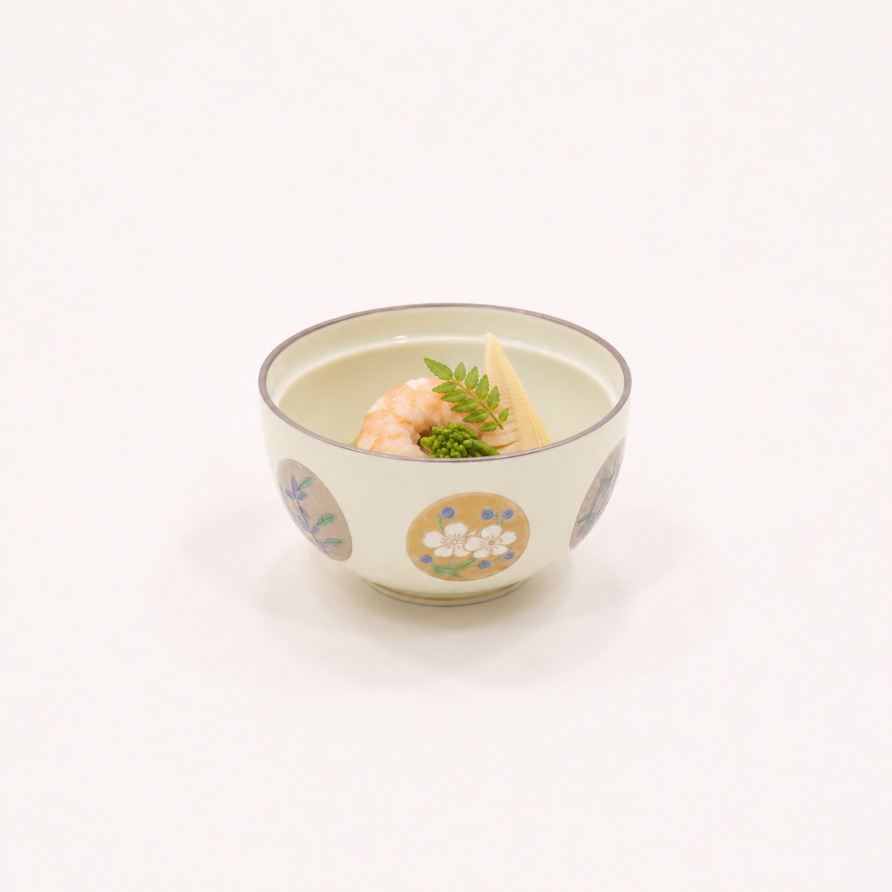 茶碗アイボリー金銀彩 12cm