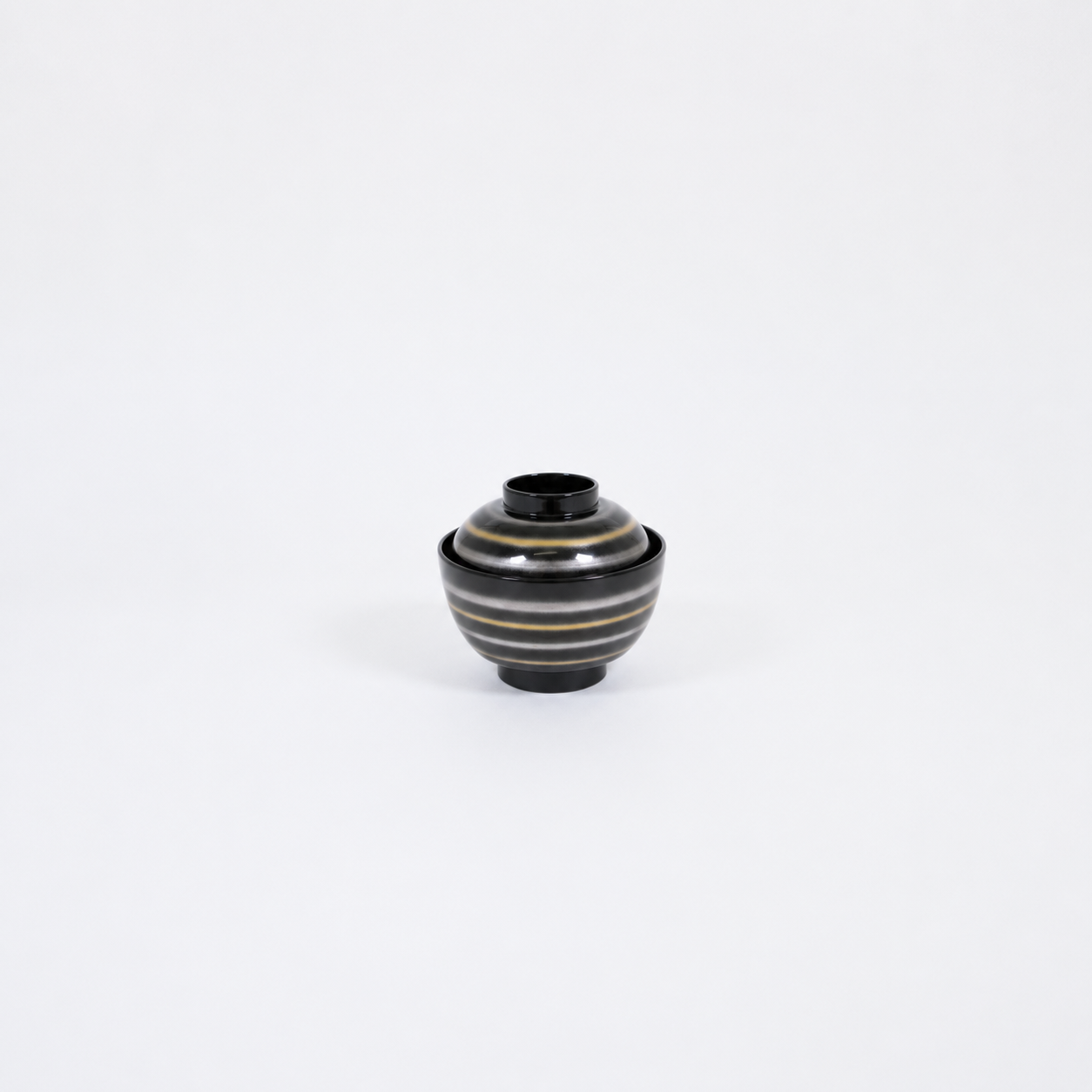 吸物椀黒金銀ライン 9cm