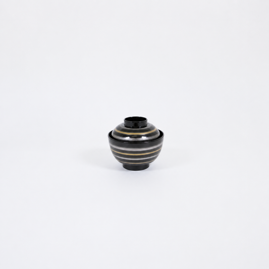 吸物椀黒金銀ライン 9cm