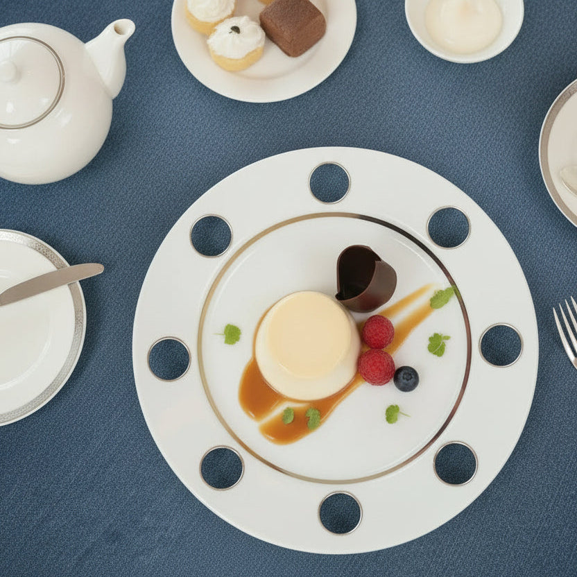 穴抜プレート錦銀彩 ホワイト 26cm