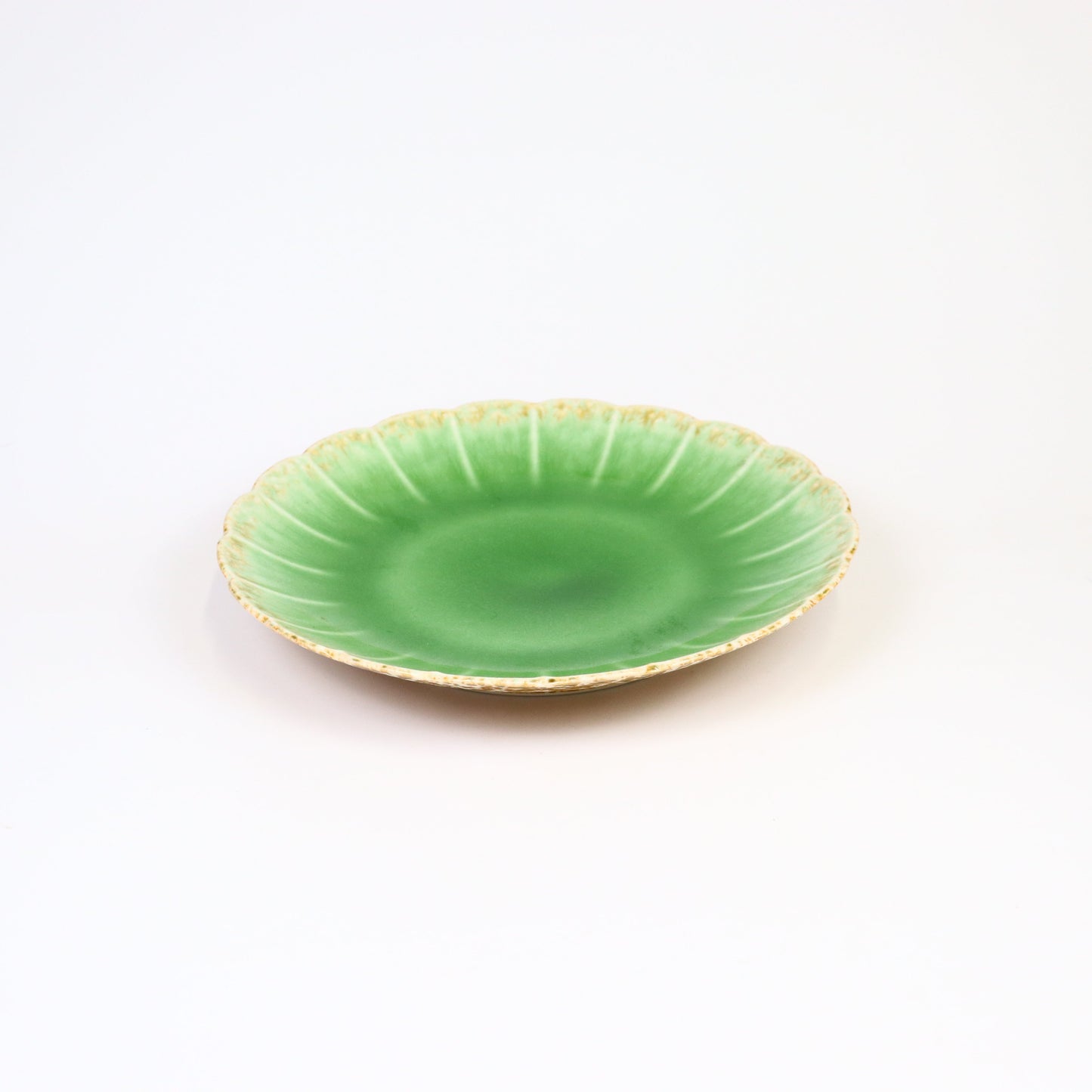 菊型盛皿グリーン伊羅保 30cm