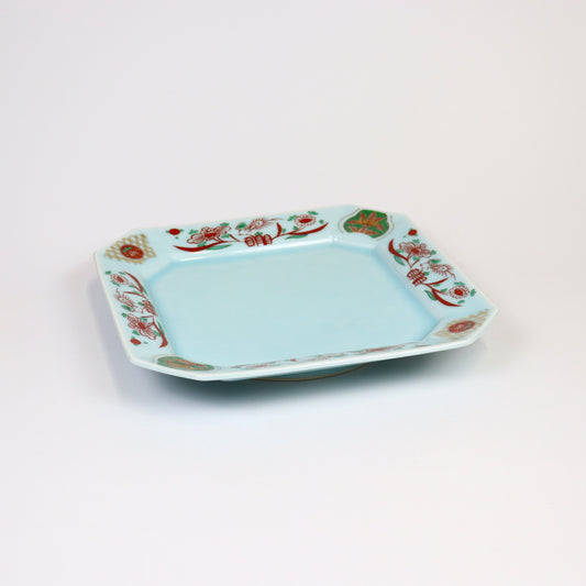 八角盛皿錦赤絵染木甲 ホワイト 31cm