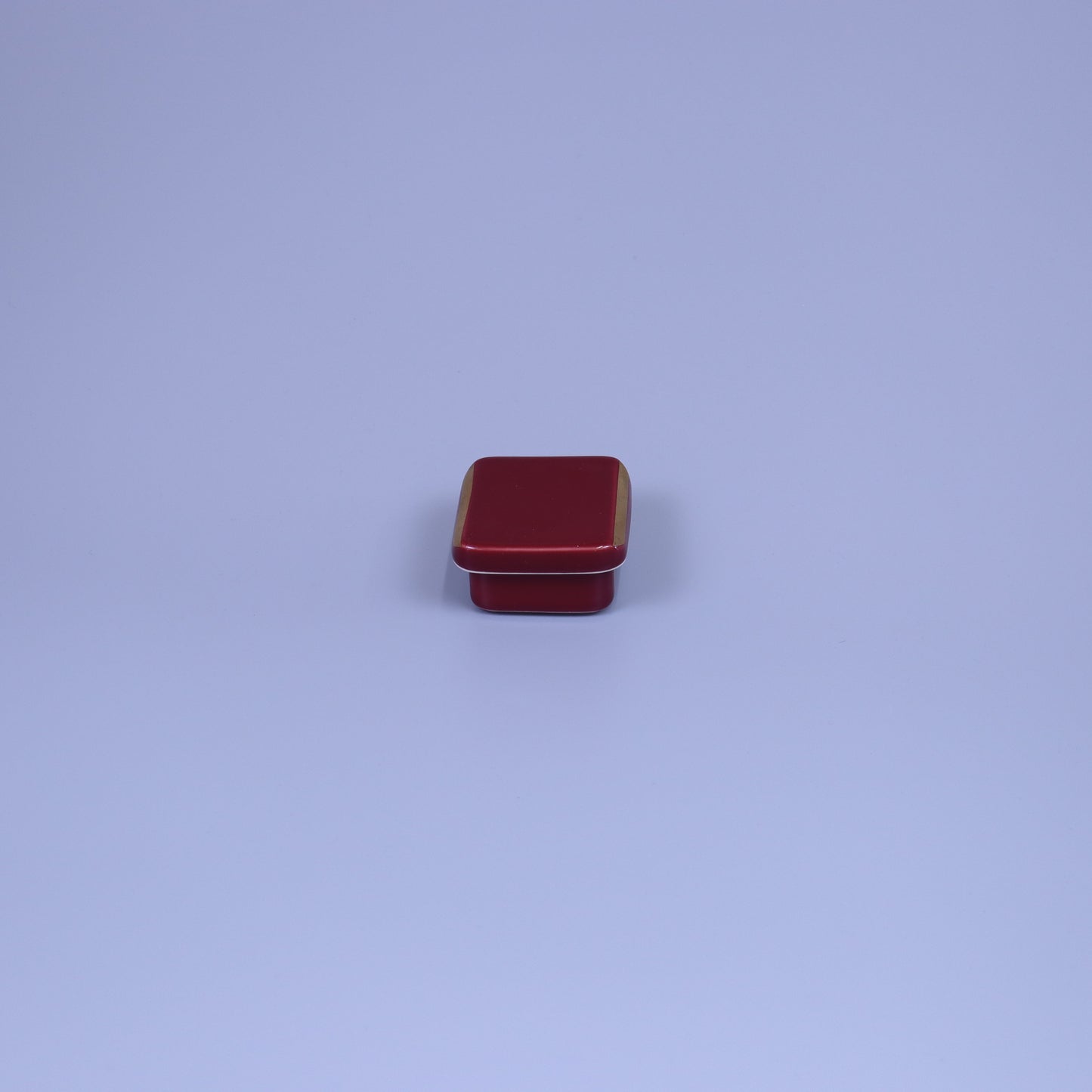 蓋付珍味マロン釉 レッド 8cm