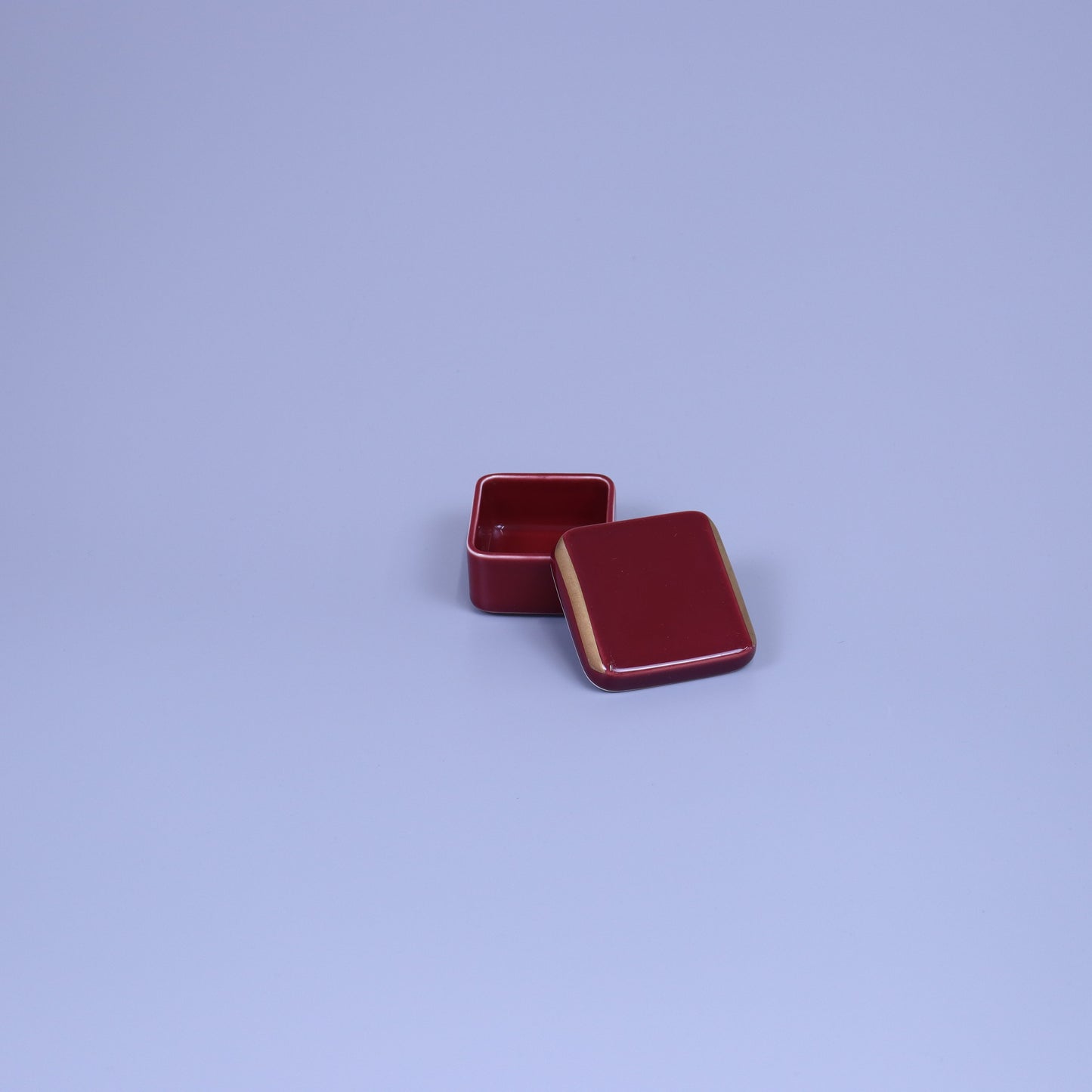 蓋付珍味マロン釉 レッド 8cm