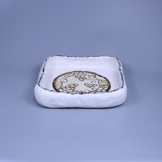 盛皿白マット内葡萄 グレー 31cm