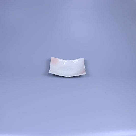 ピンク吹そり長角皿 レッド 18cm