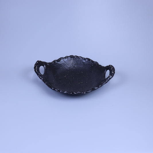 手付陶板変形鍋 ブラック 33cm