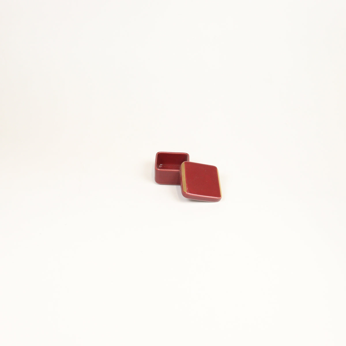 蓋付珍味マロン釉 レッド 8cm