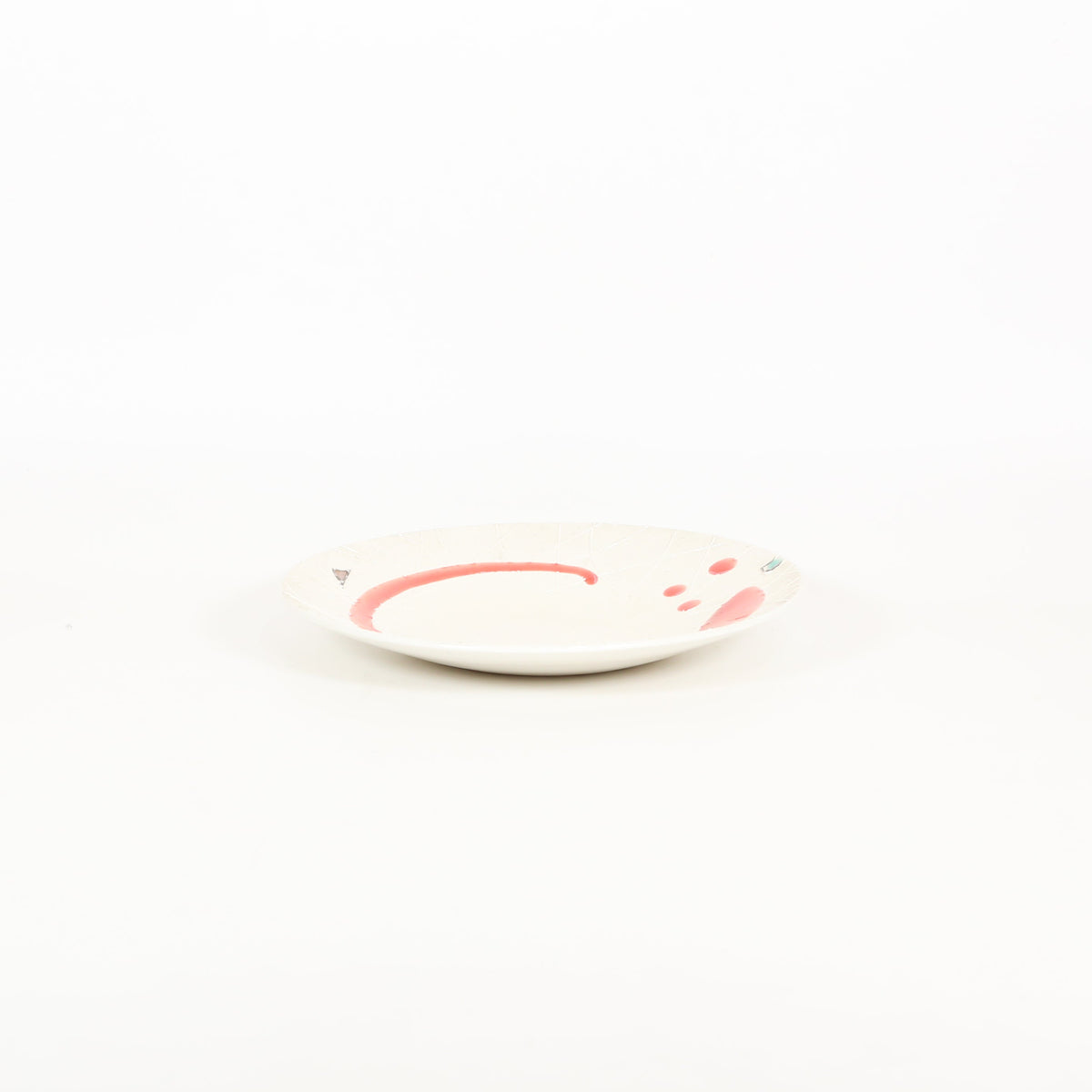 丸皿赤釉流し ホワイト 23cm