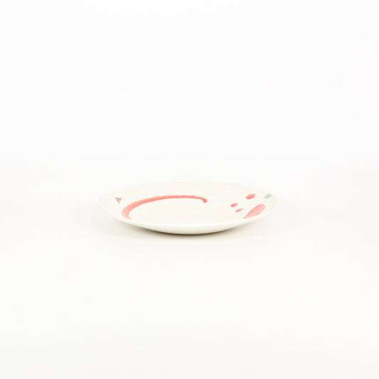 丸皿赤釉流し ホワイト 23cm